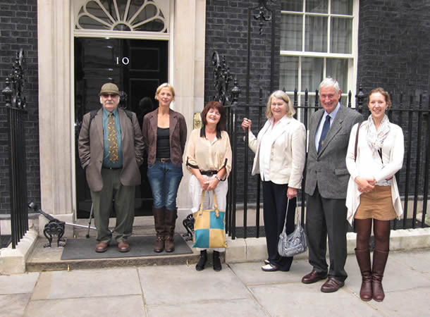 Tony Barnett and supporters at No 10 Downing Street