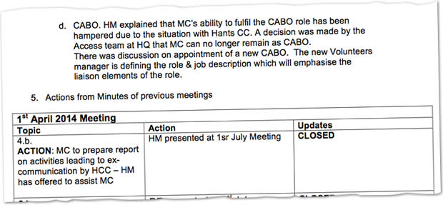 Here are the minutes of the July meeting of the BHS Hampshire Committee which starkly reveals their attitude.